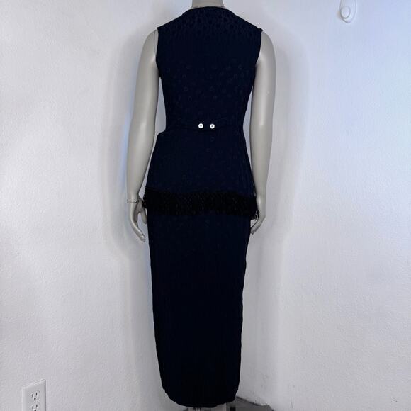 Vintage 90s Whimsigoth Fringe Two Piece Set Black Dark Boho Romantic Embroidered - Picture 6 of 9